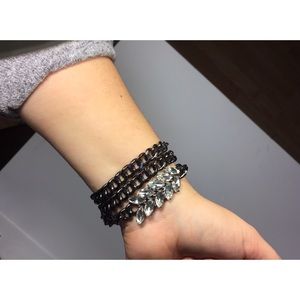 Black diamond stone wrap bracelet